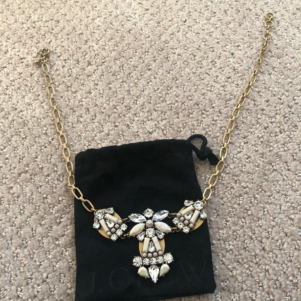 J.Crew Crystal and Brass Necklace
